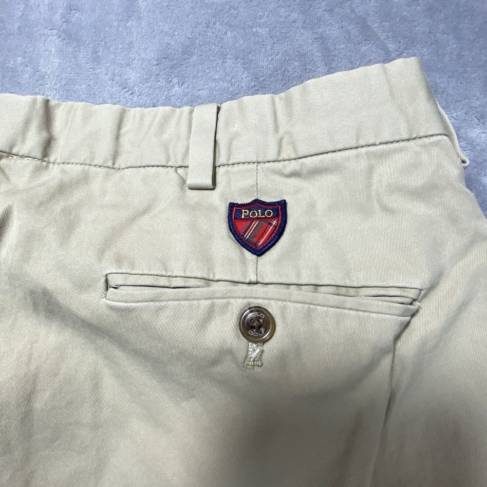 VTG Polo Ralph Lauren Mens Golf Pants 38x30 Classic Fit Beige Pleated Casual